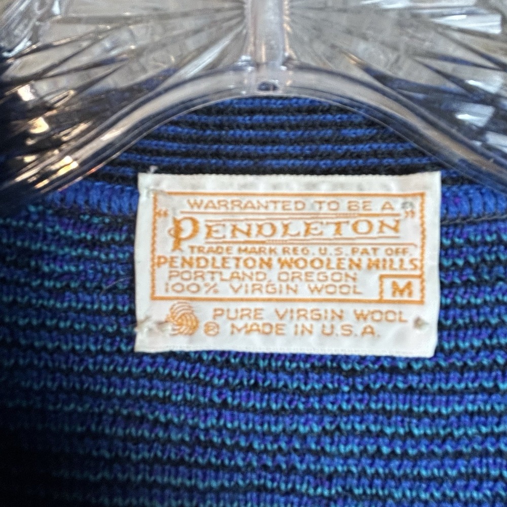 Vintage Pendleton Pure Virgin Wool Diamond Knit 80s Cardigan Vest Size Medium - Picture 5 of 5